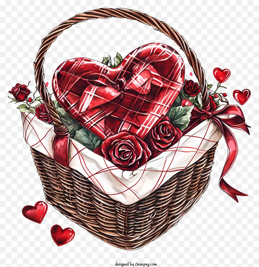 Keranjang Hadiah Hari Valentine，Keranjang Mawar PNG