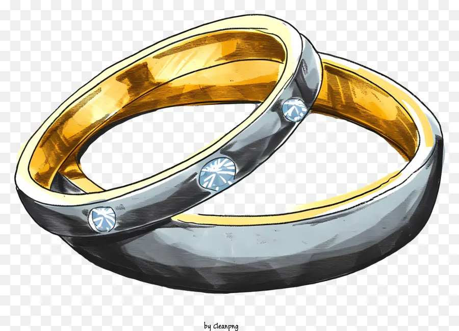 Cincin Pernikahan Gaya Doodle，Cincin Kawin Emas PNG