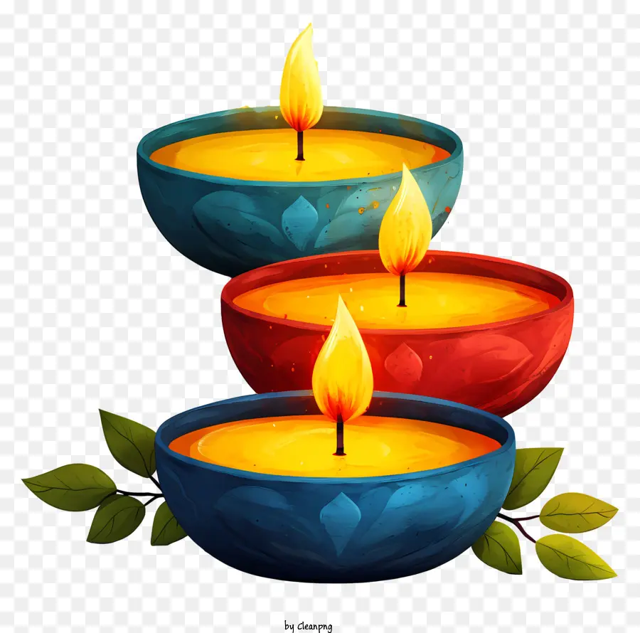 Diwali Lampu，Lilin Berwarna Warni PNG