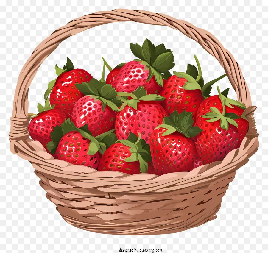 Keranjang Strawberry Datar，Stroberi Segar PNG