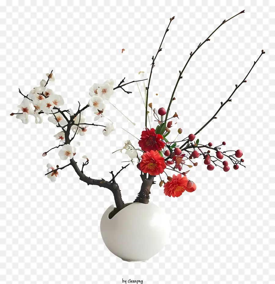Susunan Bunga Zen，Vas Putih PNG
