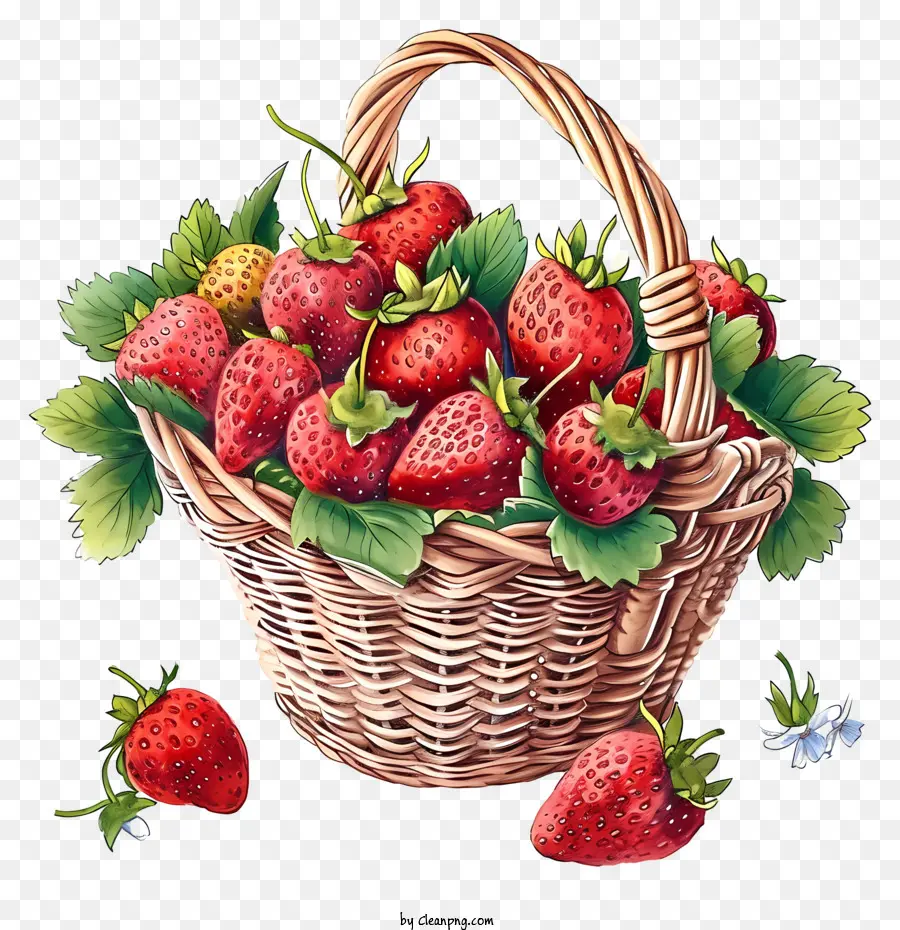 Keranjang Strawberry Yang Ditarik Tangan，Stroberi Segar PNG