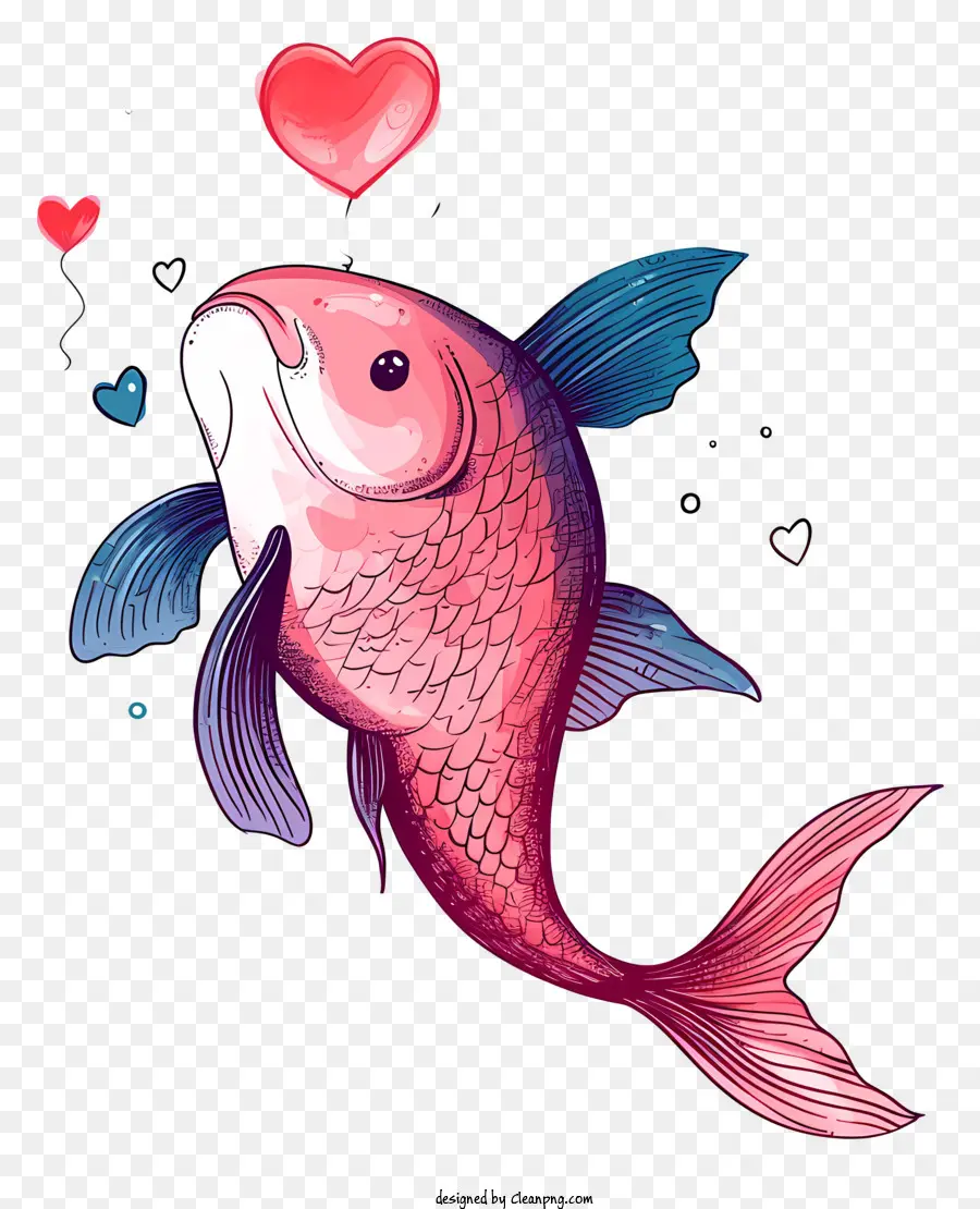 Ikan Valentine Yang Digambar Tangan，Ikan PNG