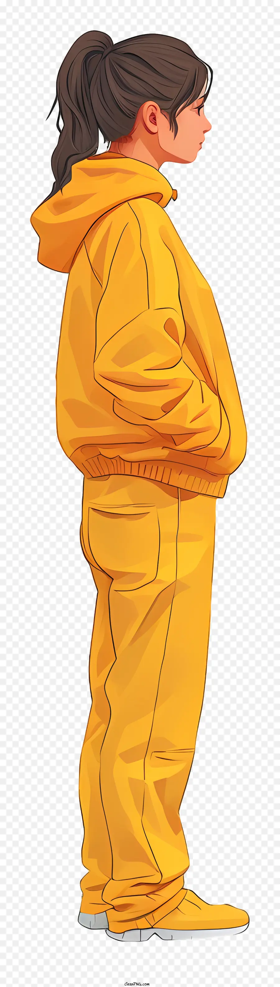 Gaya Doodle Berpose Itu，Jaket Kuning PNG