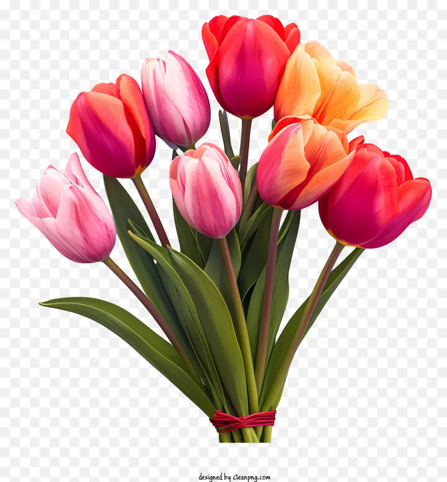 Buket Tulip Datar，Tulip PNG