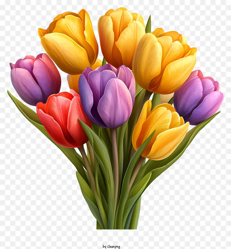 Cat Warna Warni Buket Tulip，Tulip Ungu PNG