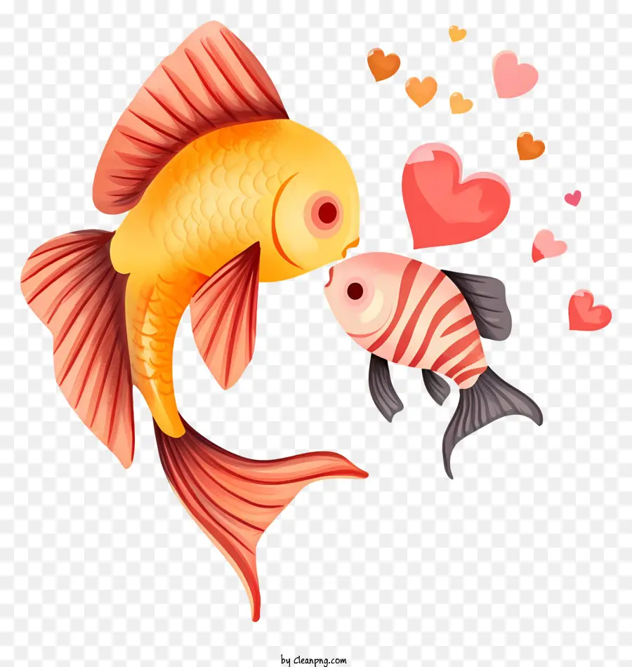 Seni Vektor Sederhana Ikan Valentine，Ikan Dengan Hati PNG