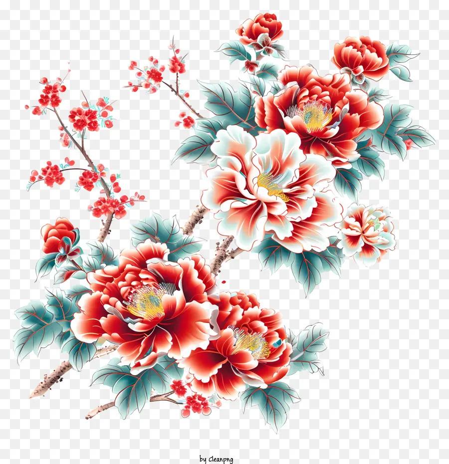 Seni Bunga Tahun Baru Cina，Bunga Peony PNG