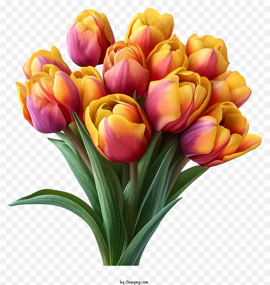 Karangan Bunga Tulips Gaya Realistis，Karangan PNG