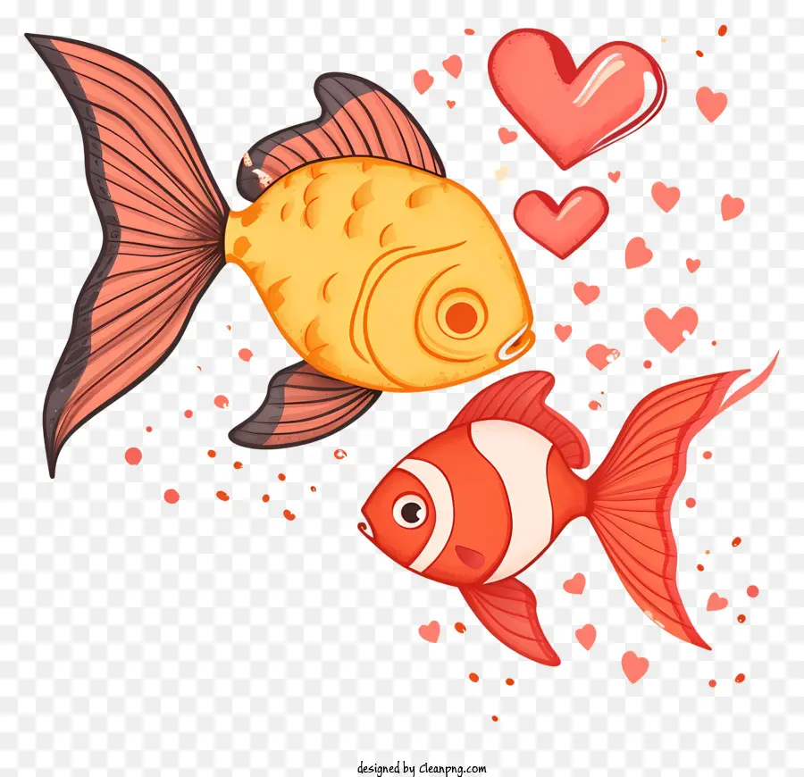 Seni Vektor Sederhana Ikan Valentine，Ikan Dengan Hati PNG