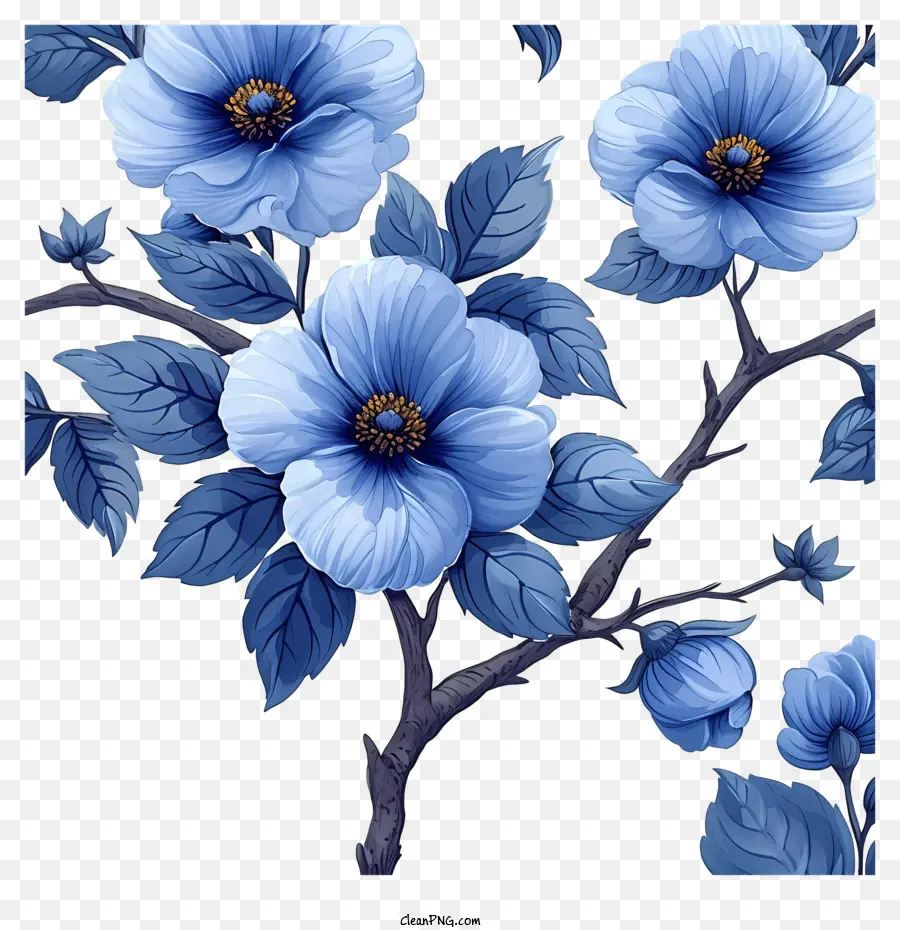 Latar Belakang Pola Bunga，Bunga Bunga Biru PNG