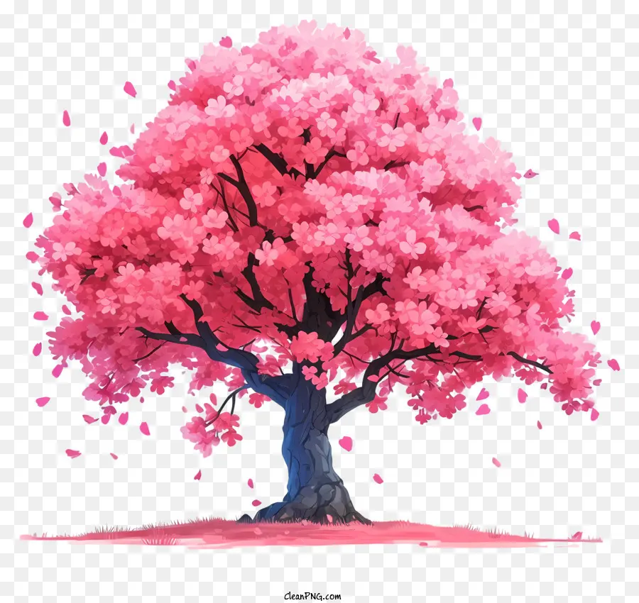 Pohon Bunga Sakura Datar，Pohon Merah Muda PNG