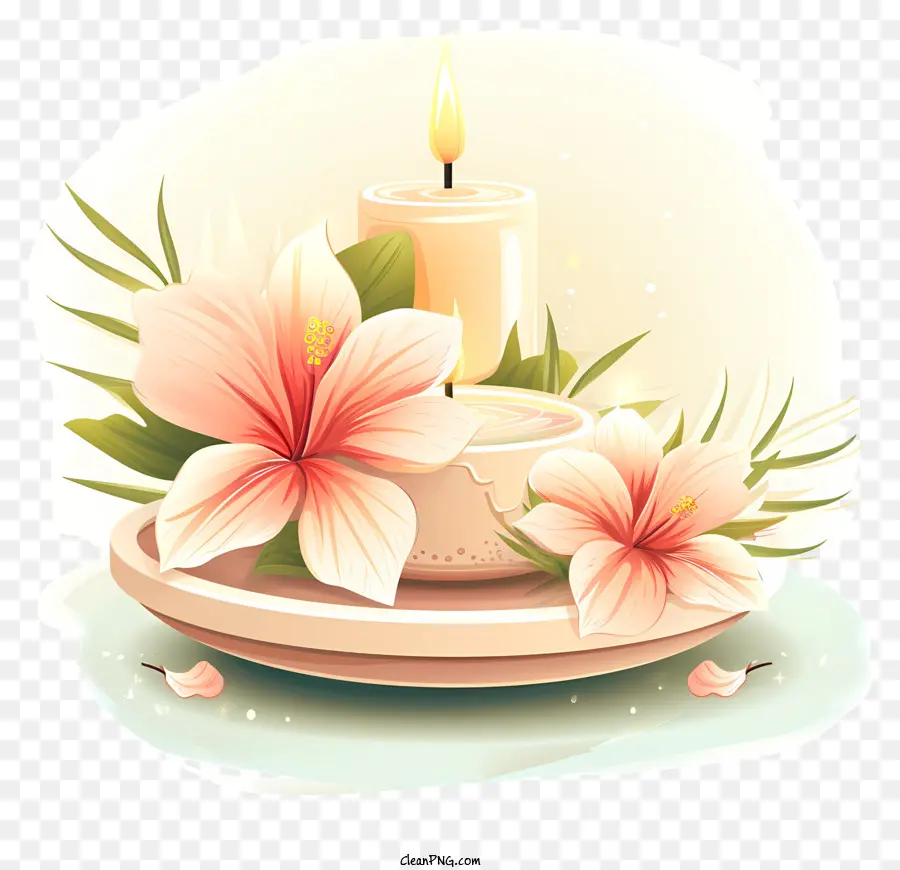 Spa Amp Pusat Kesehatan，Lilin Dan Bunga PNG