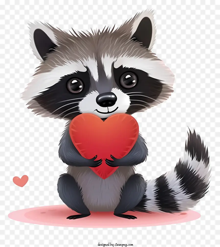 Valentine Raccoon Vector 3d，Lucu Raccoon PNG