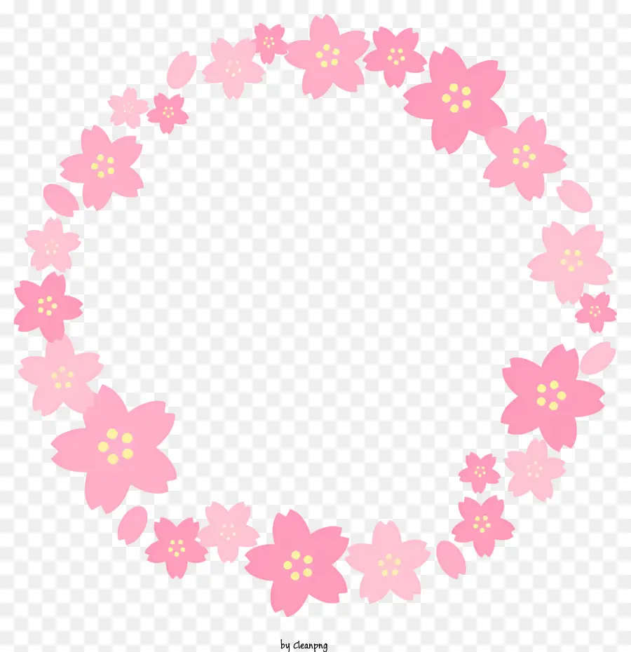Bunga Lingkaran Bingkai，Bunga Sakura Merah Muda PNG