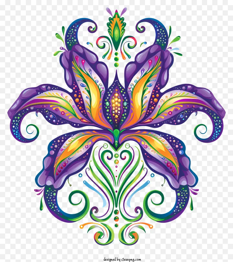 Seni Bunga Mardi Gras，Desain Bunga Berwarna Warni PNG