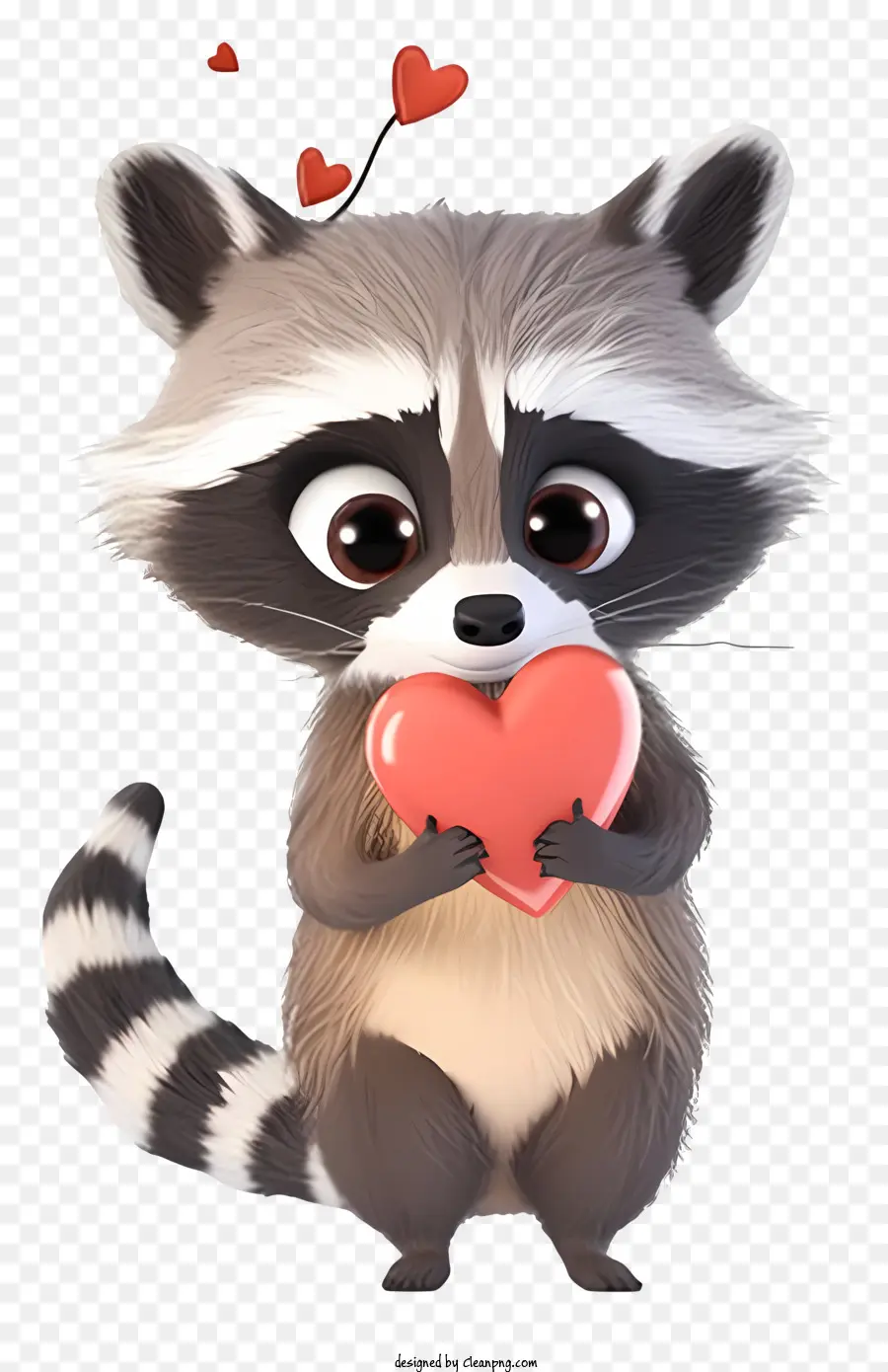 Kartun 3d Raccoon Valentine，Lucu Raccoon PNG