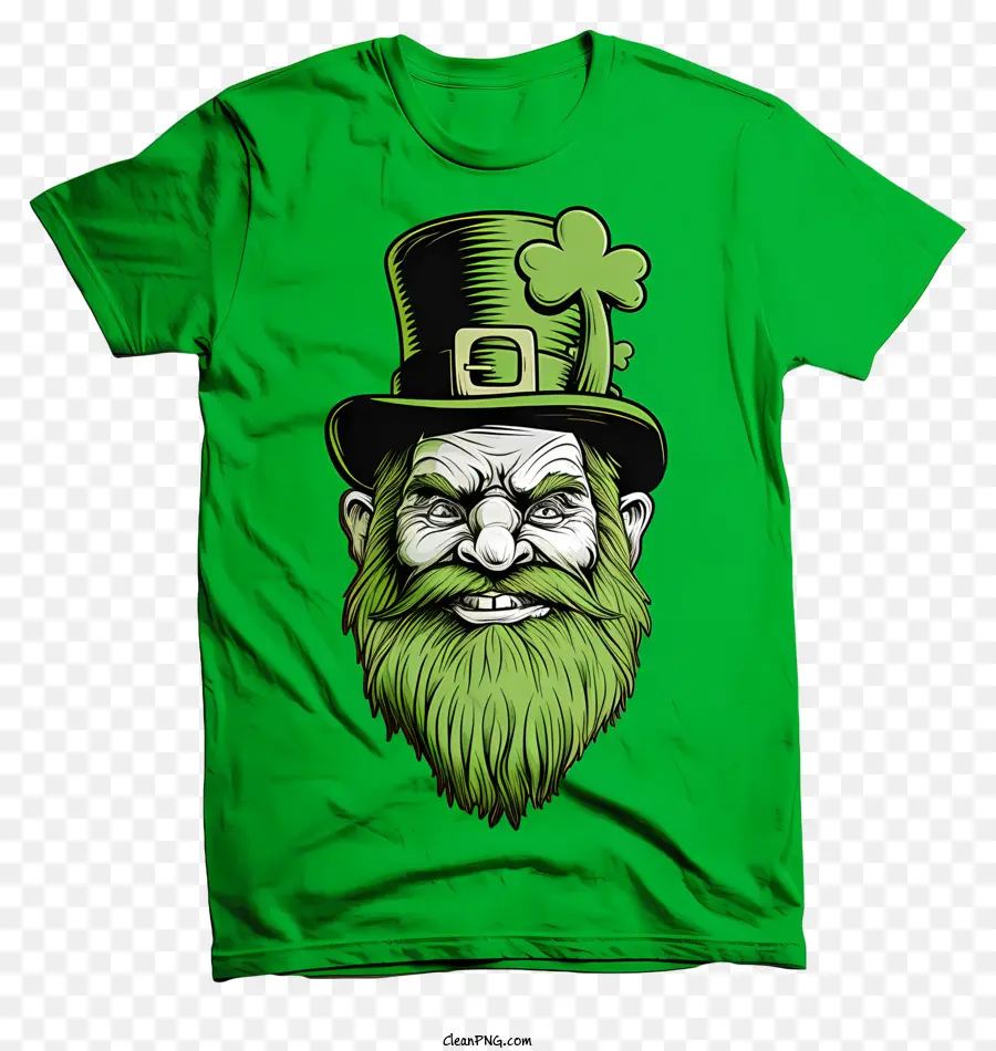 Kaos Hari St Patrick，Leprechaun Hijau PNG