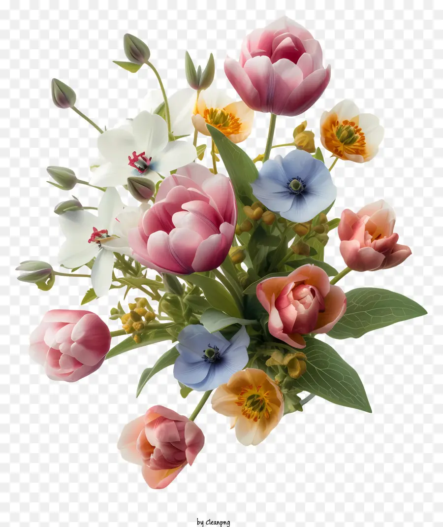 Ilustrasi Terperinci，Susunan Bunga Yang Elegan PNG