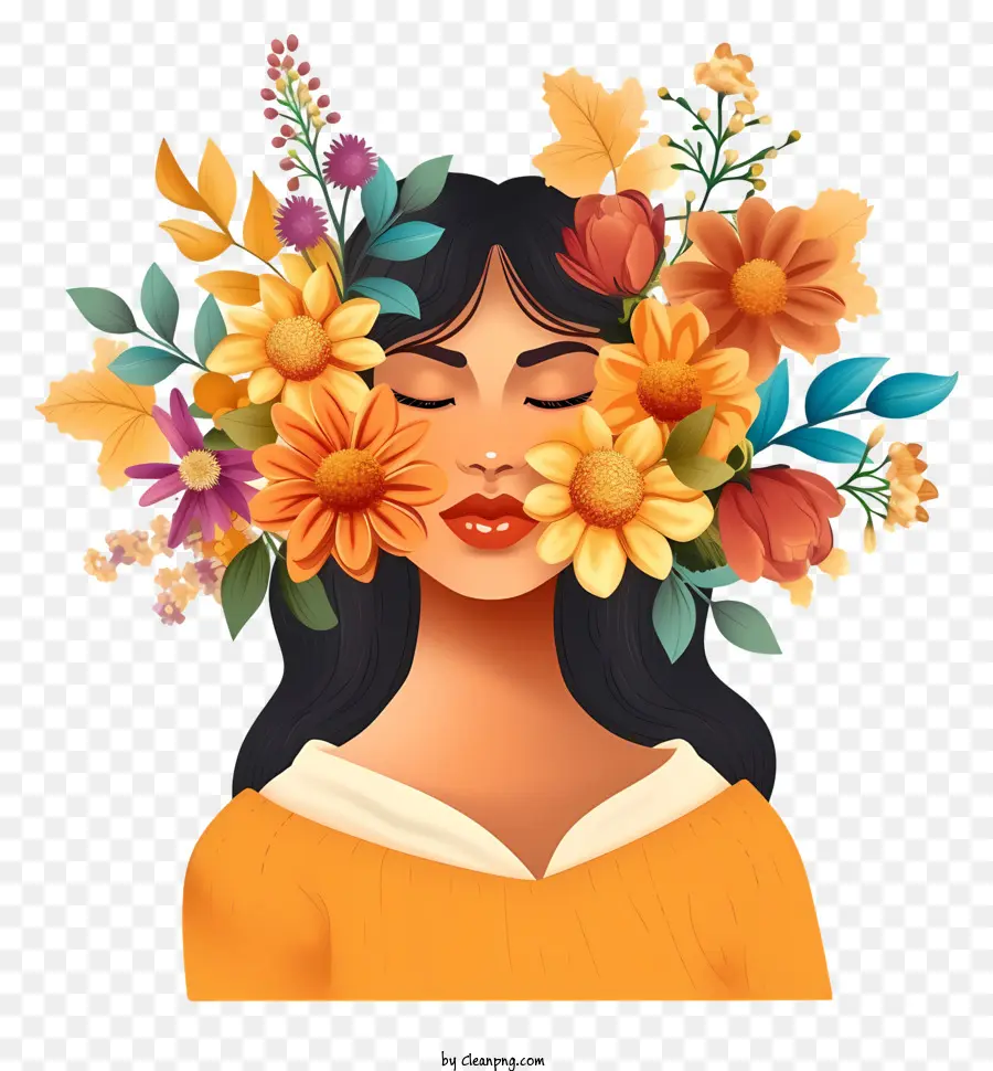 Emoji Wanita Dan Bunga，Gadis Dengan Bunga PNG