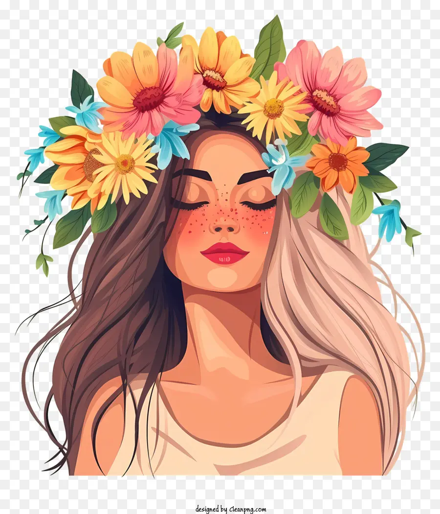 Emoji Wanita Dan Bunga，Mahkota Bunga PNG