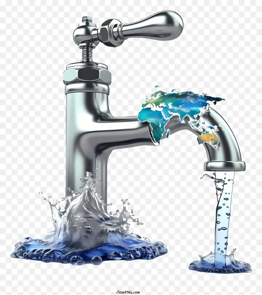 Hari Plumbing Sedunia，Faucet Air Dengan Peta Dunia PNG