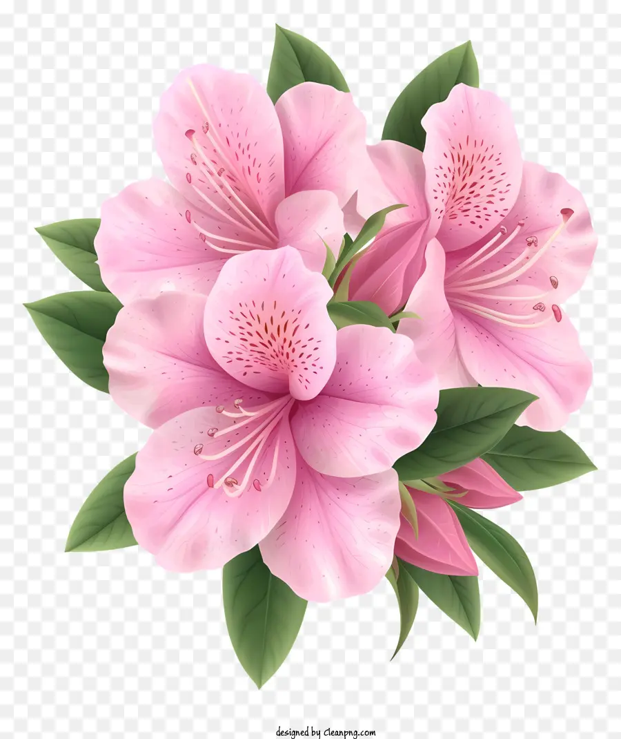 Vektor Bunga Azalea Elegan 3d，Bunga Merah Muda PNG