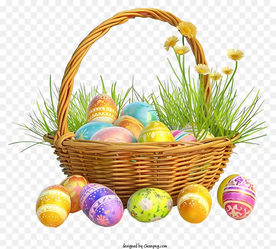 Keranjang Telur Paskah Yang Realistis，Telur Paskah PNG