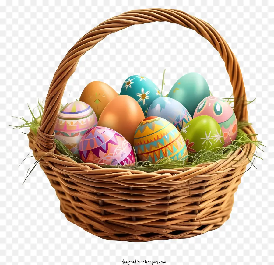 Ikon Keranjang Telur Paskah，Telur Berwarna Warni PNG