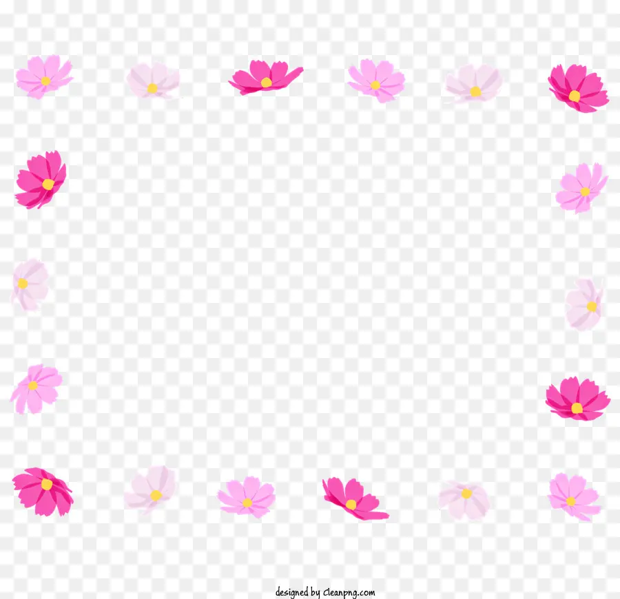 Bingkai Bunga Kosmos，Bunga Merah Muda PNG