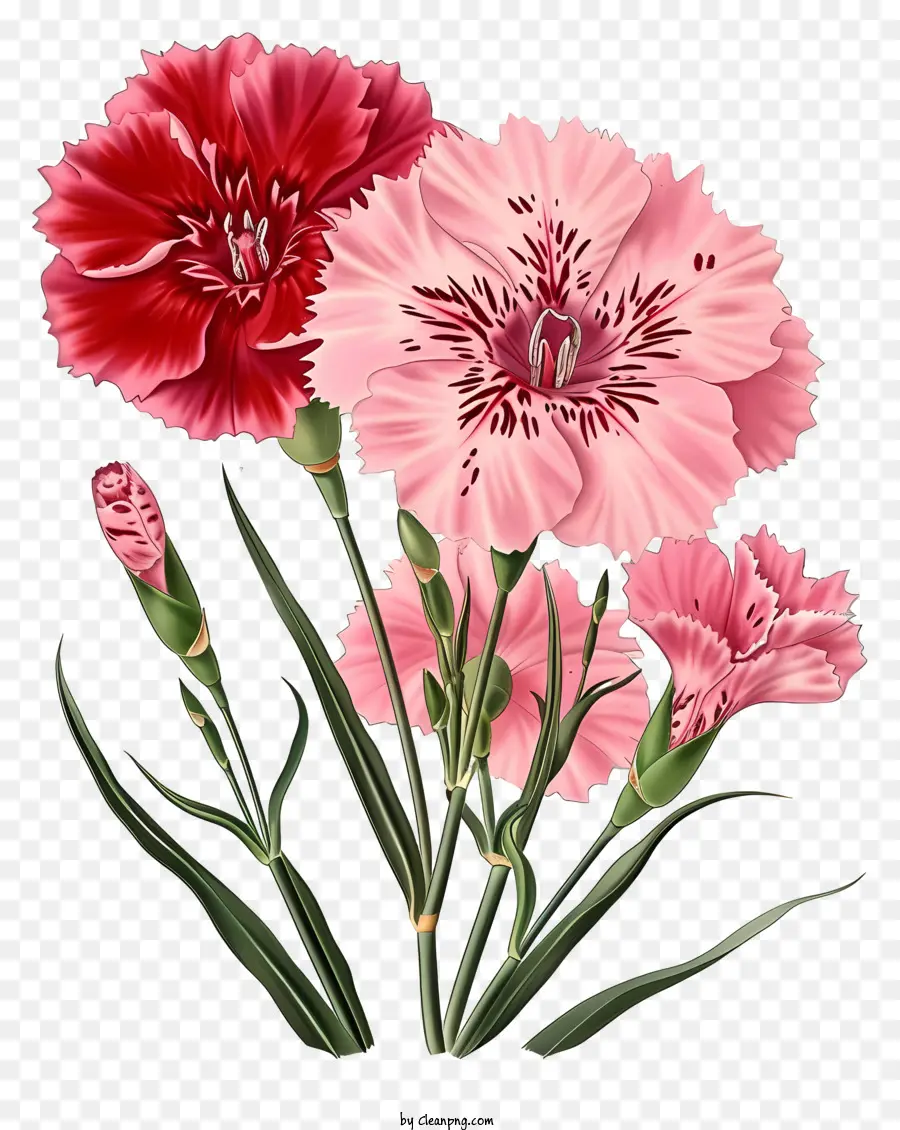 Bunga Dianthus Yang Elegan，Anyelir Merah Muda PNG