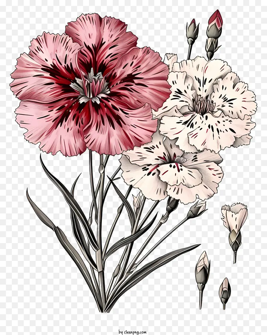 Bunga Dianthus Yang Digambar Tangan，Bunga PNG