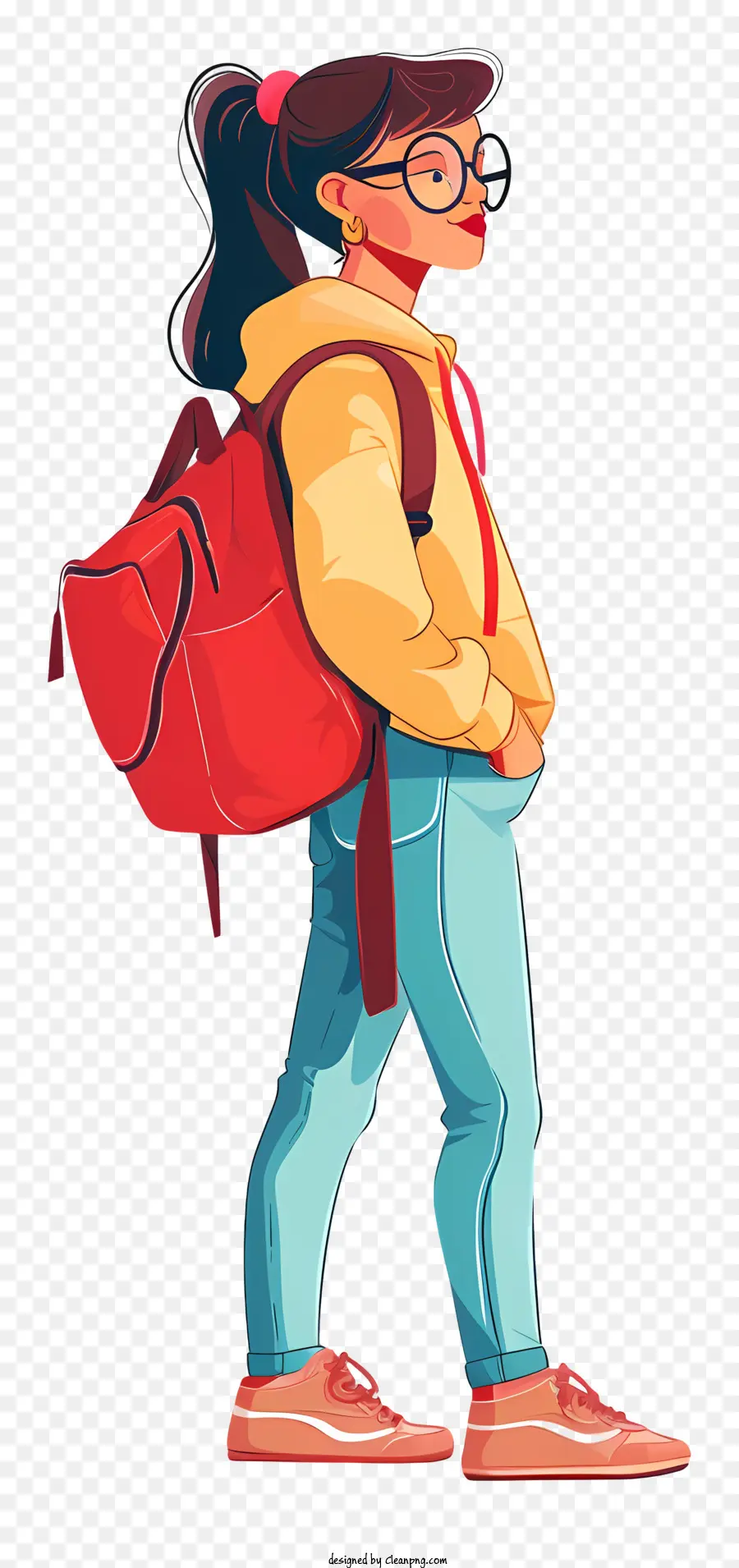 Mahasiswi Dengan Tas，Gadis Dengan Ransel PNG