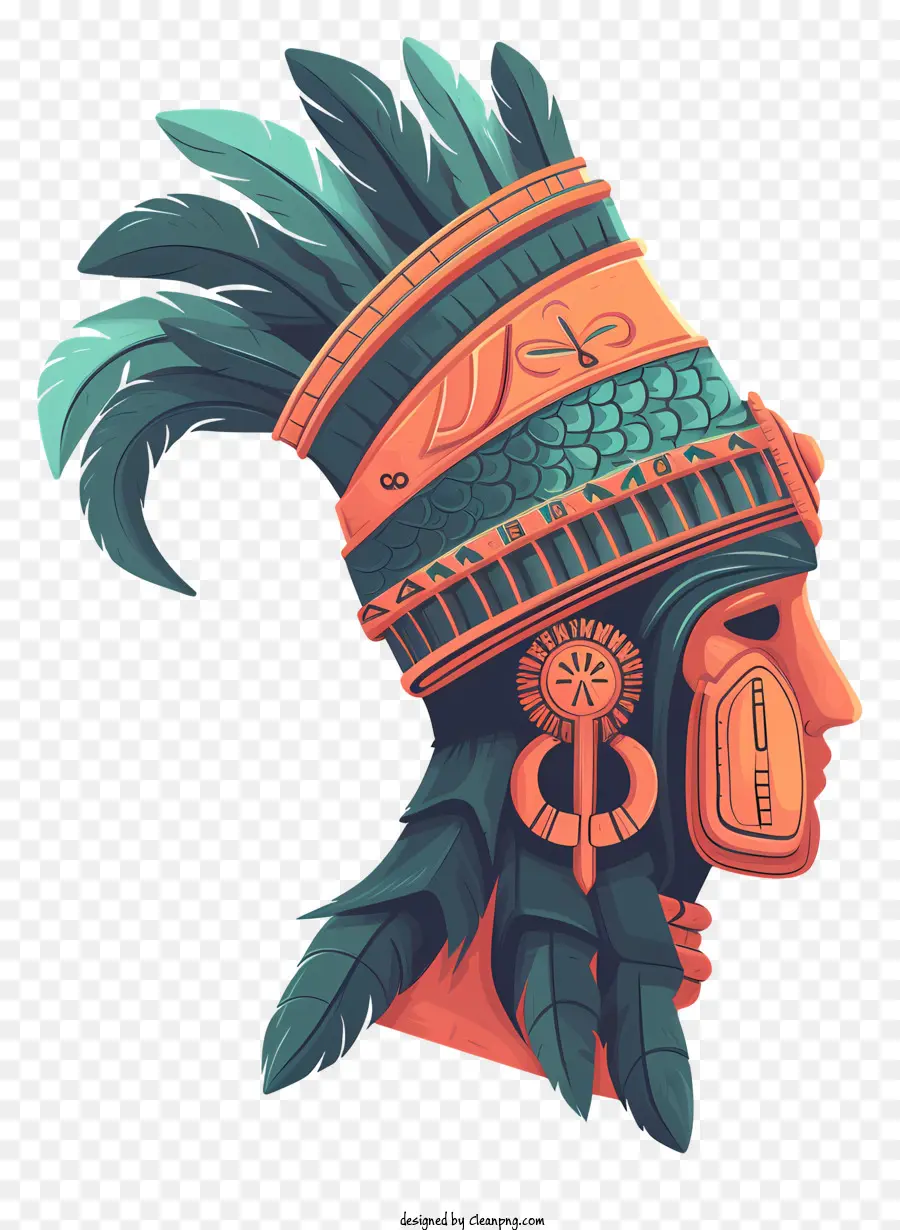 Profil Hiasan Kepala Aztec，Suku Aztec PNG