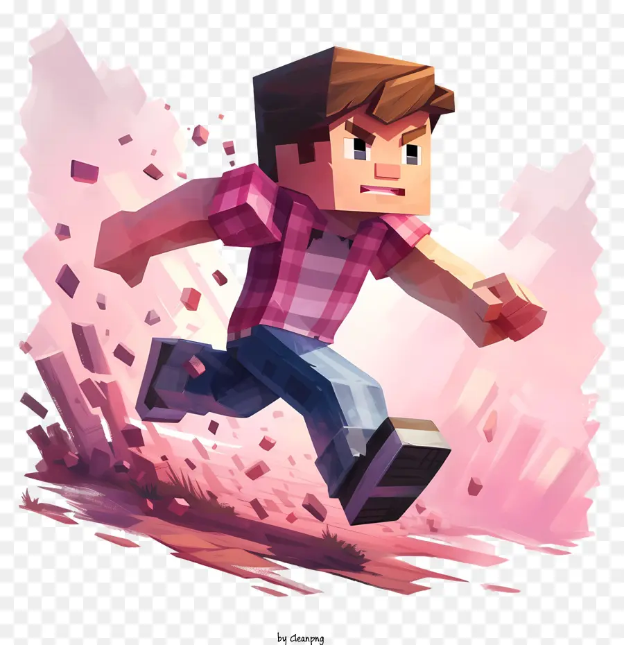 Minecraft，Pria Dengan Kemeja Merah Muda PNG