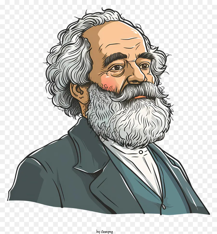 Karl Marx，Sketsa Hitam Dan Putih PNG