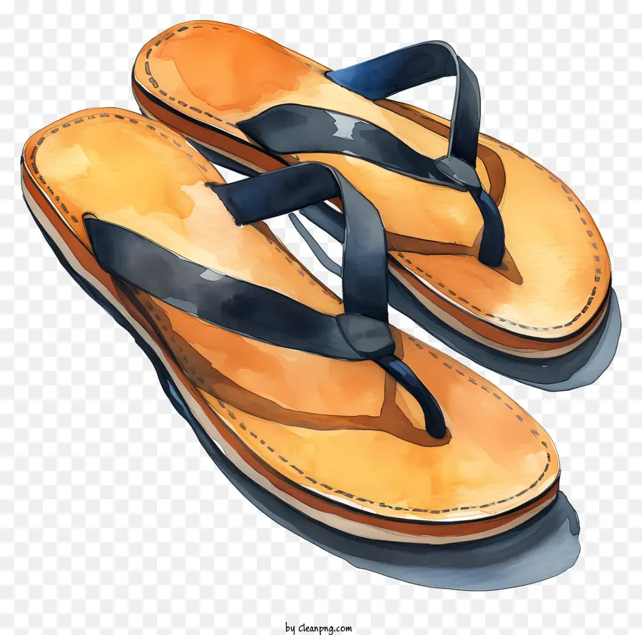 Sandal Kulit，Sandal Hitam PNG