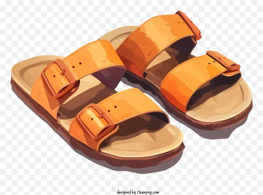 Sandal Kulit，Sandal Oranye PNG