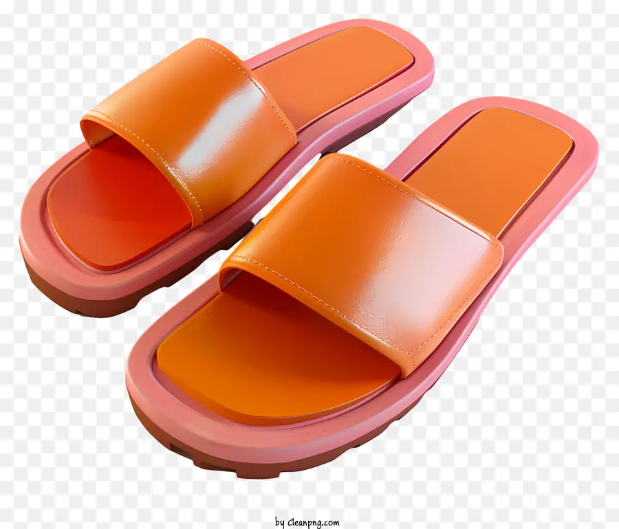 Sandal Kulit，Sandal Oranye PNG