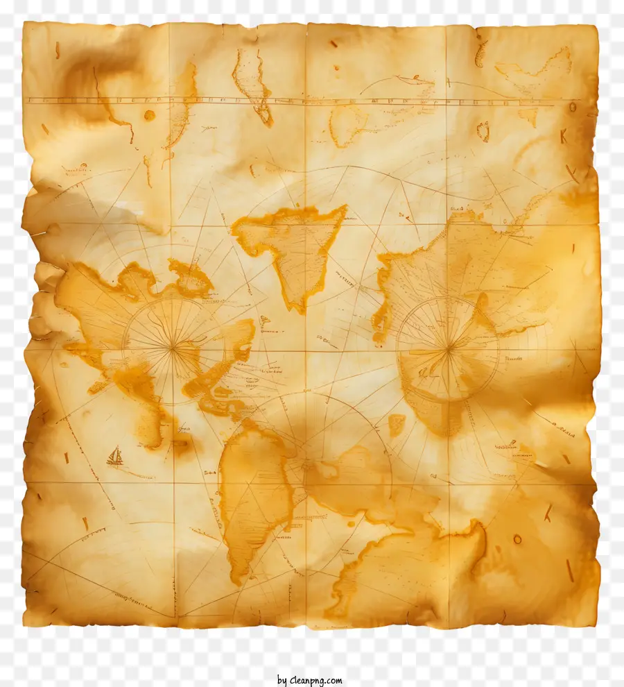 Peta Harta Karun，Kertas Perkamen Tua PNG
