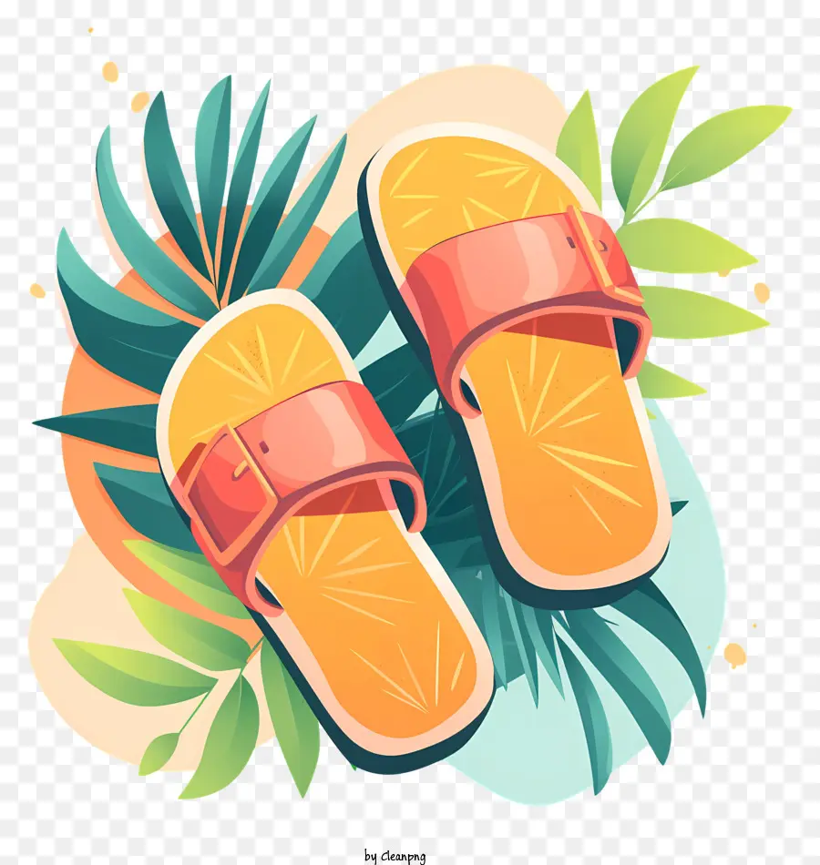 Sandal Kulit，Sandal Oranye PNG