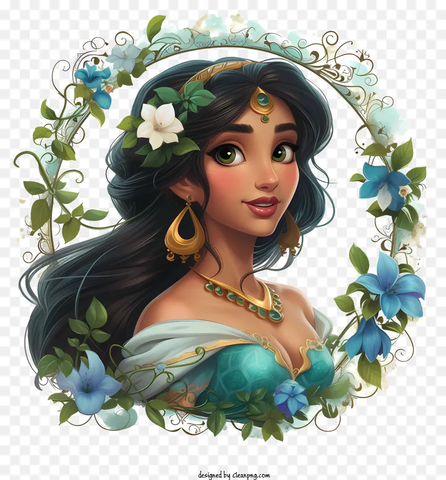 Putri Disney，Wanita Cantik Dengan Bunga PNG