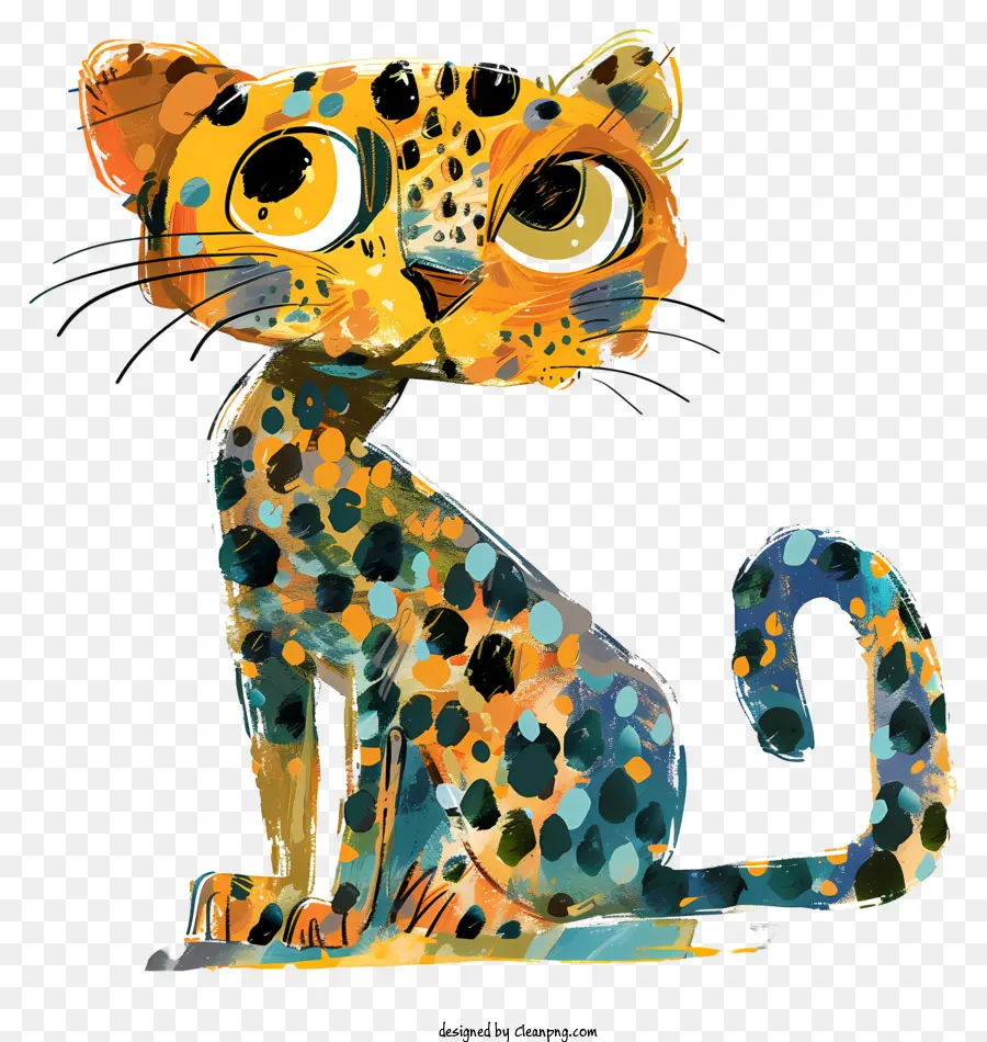 Abstrak Macan Tutul，Lukisan Cat Air PNG