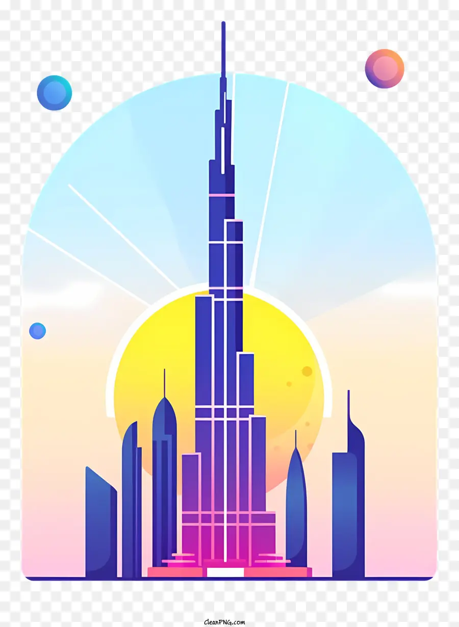 Burj Khalifa，Gedung Tinggi Berwarna Warni PNG