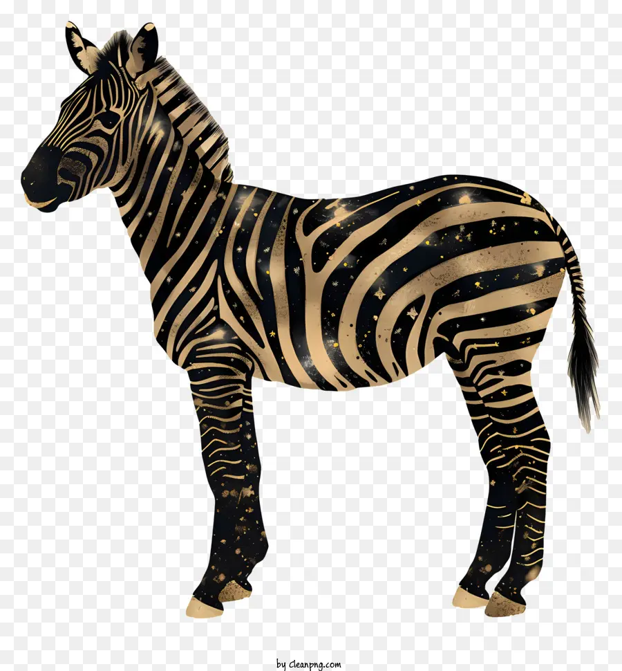 Zebra，Garis Garis Hitam Dan Emas PNG