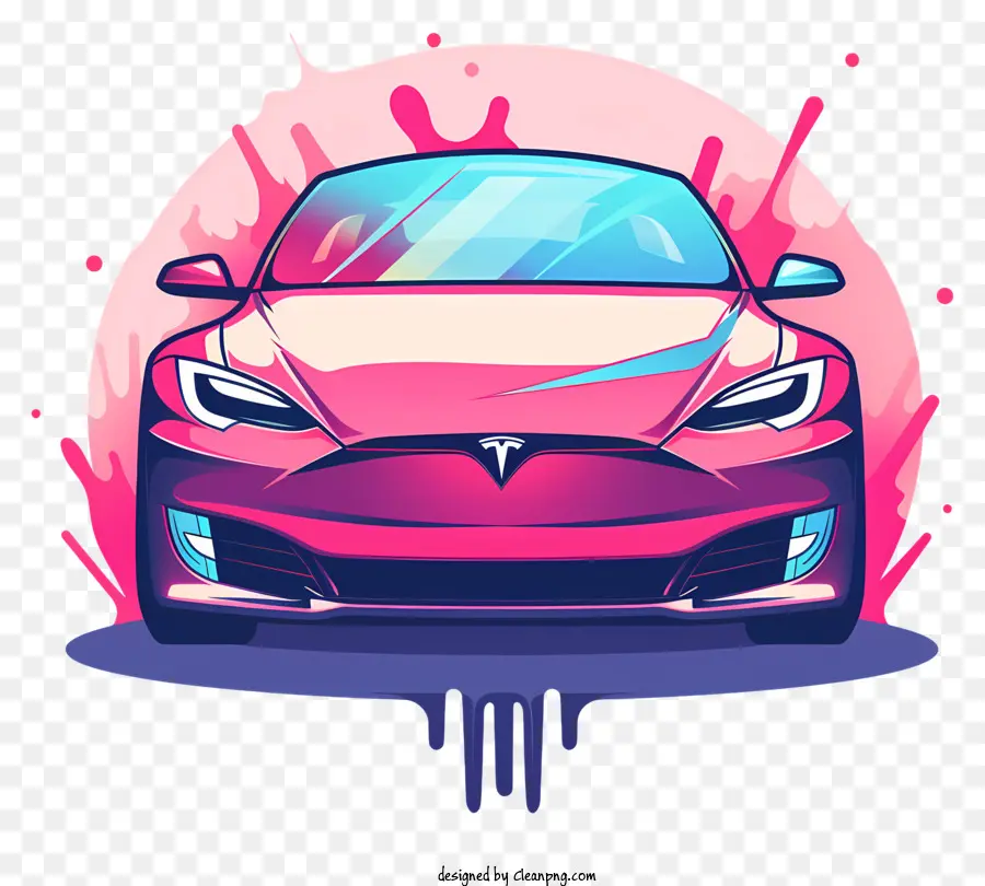Mobil Tesla，Mobil Merah Muda PNG
