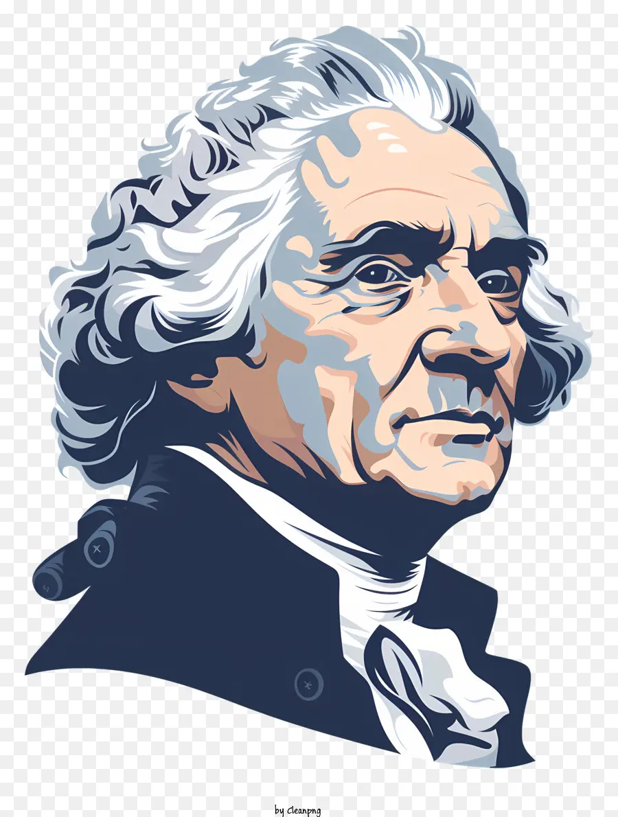 Thomas Jefferson，Pria Dengan Rambut Putih PNG