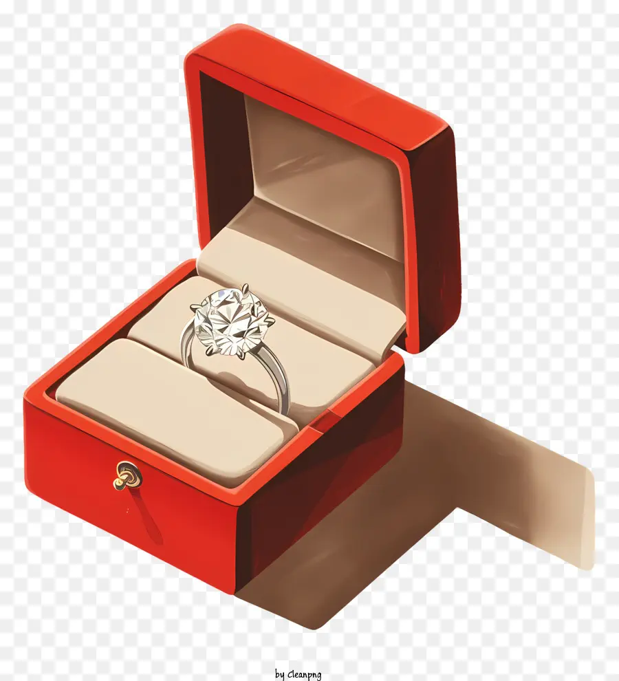 Cincin Berlian，Merah Kotak Perhiasan PNG