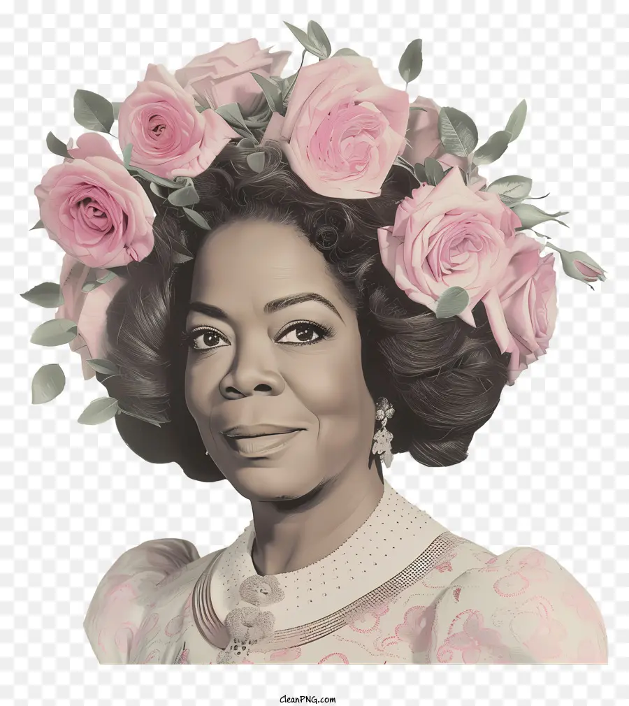 Oprah Winfrey，Wanita Dengan Bunga PNG