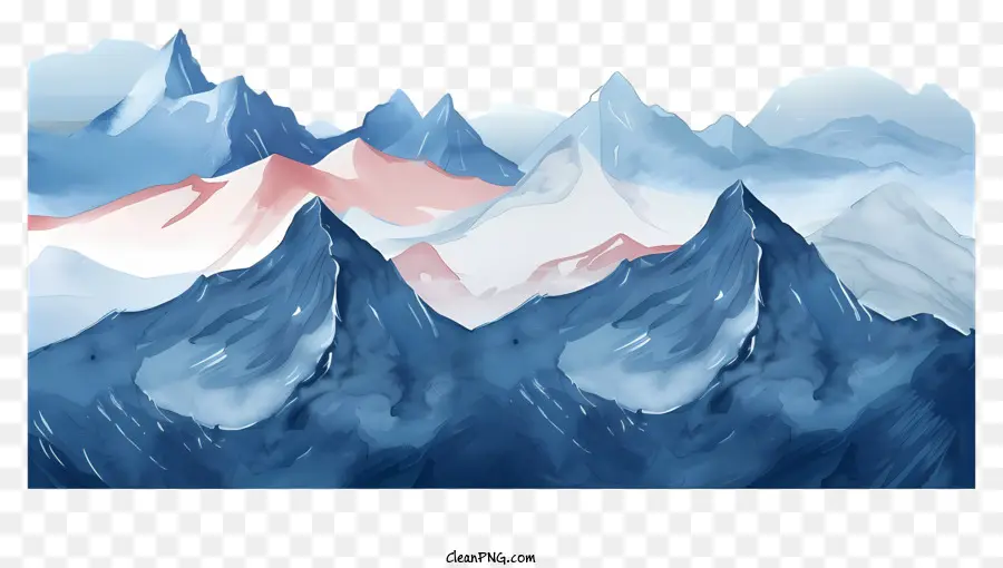 Pegunungan，Lukisan Cat Air PNG